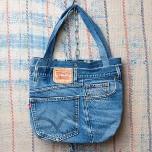Reworked upcycled tote bag / shoulder bag
